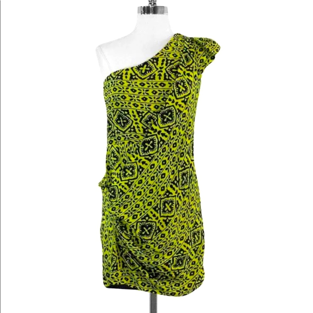 Nanette Lepore One Shoulder Silk Print Dress